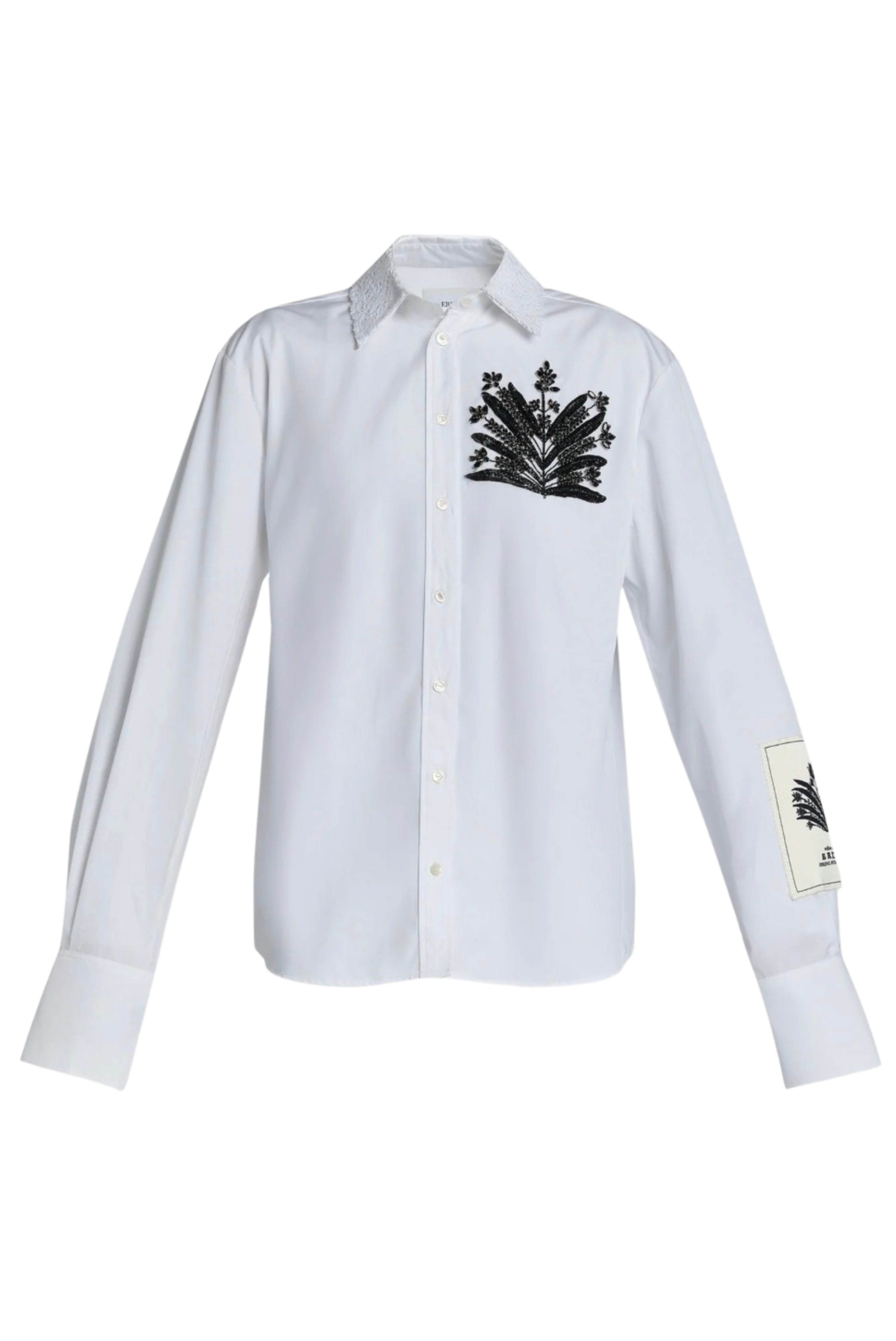 Erdem Embellished Cotton Poplin Long Sleeve Shirt White