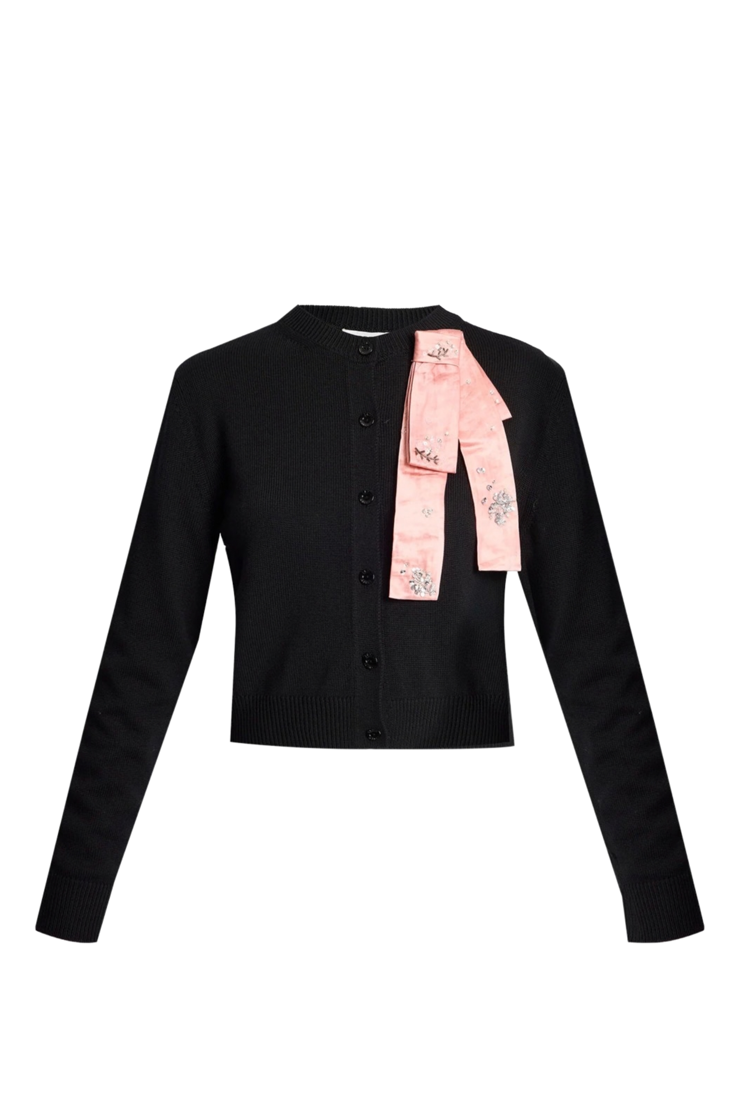 Erdem Embellished Merino Wool Cardigan Black
