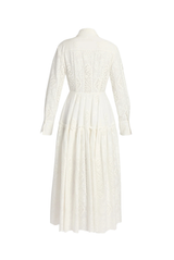 Erdem Embroidered Cotton Long Sleeve Shirt Dress White 