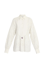 Erdem Embroidered Cotton Long Sleeve Shirt White