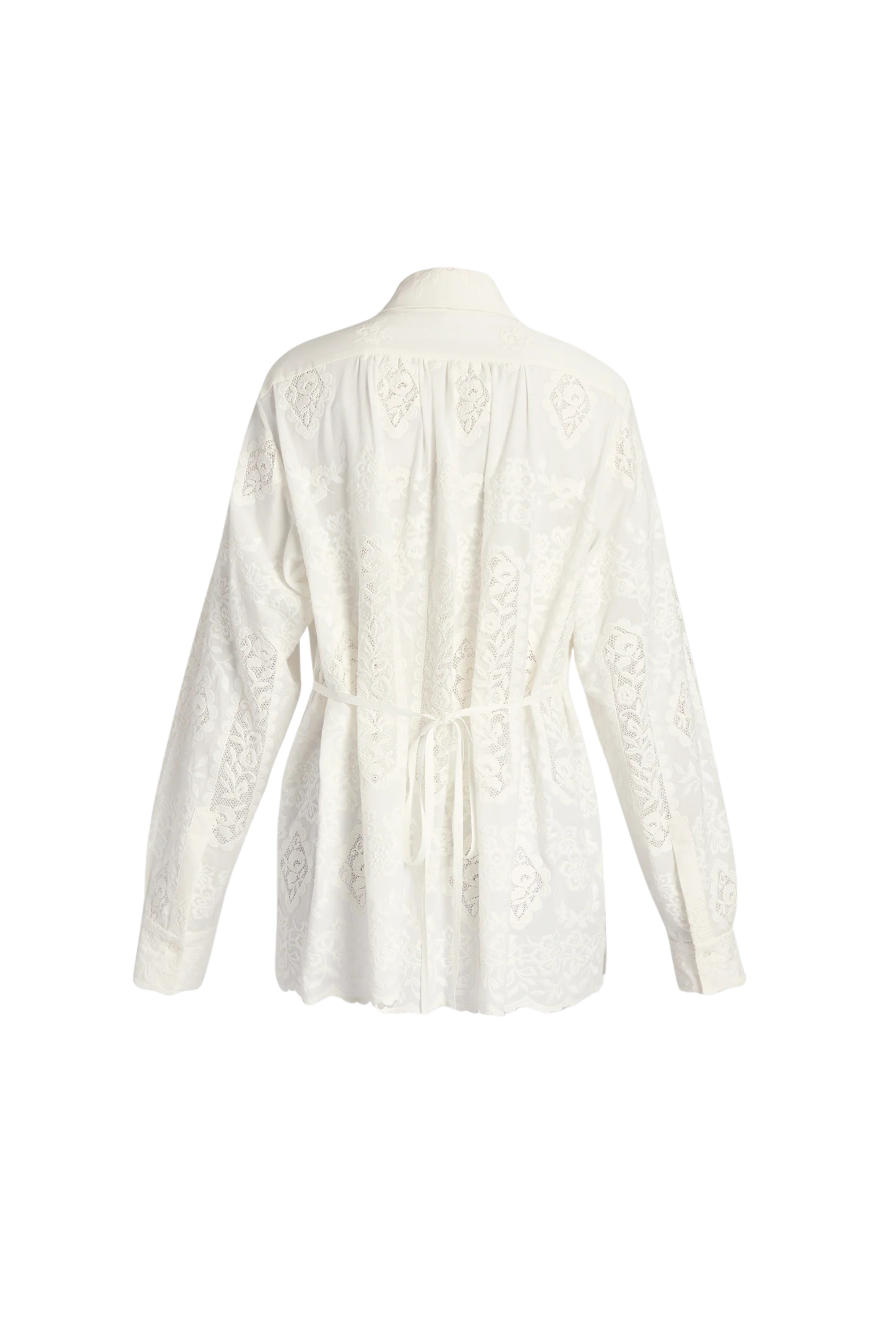 Erdem Embroidered Cotton Long Sleeve Shirt White