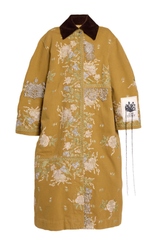 Erdem Embroidered Denim Overcoat Cumin
