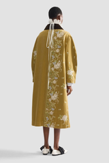 Erdem Embroidered Denim Overcoat Cumin