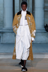 Erdem Embroidered Denim Overcoat Cumin