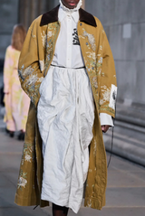 Erdem Embroidered Denim Overcoat Cumin