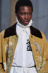 Erdem Embroidered Denim Overcoat Cumin