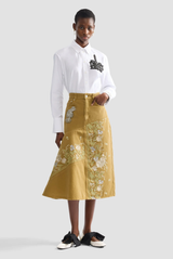 Erdem Embroidered Skirt Cumin