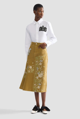 Erdem Embroidered Skirt Cumin