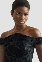 Erdem Off Shoulder Cocktail Dress Black