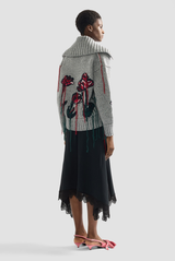 Erdem Off Shoulder Cocktail Dress Black Grey