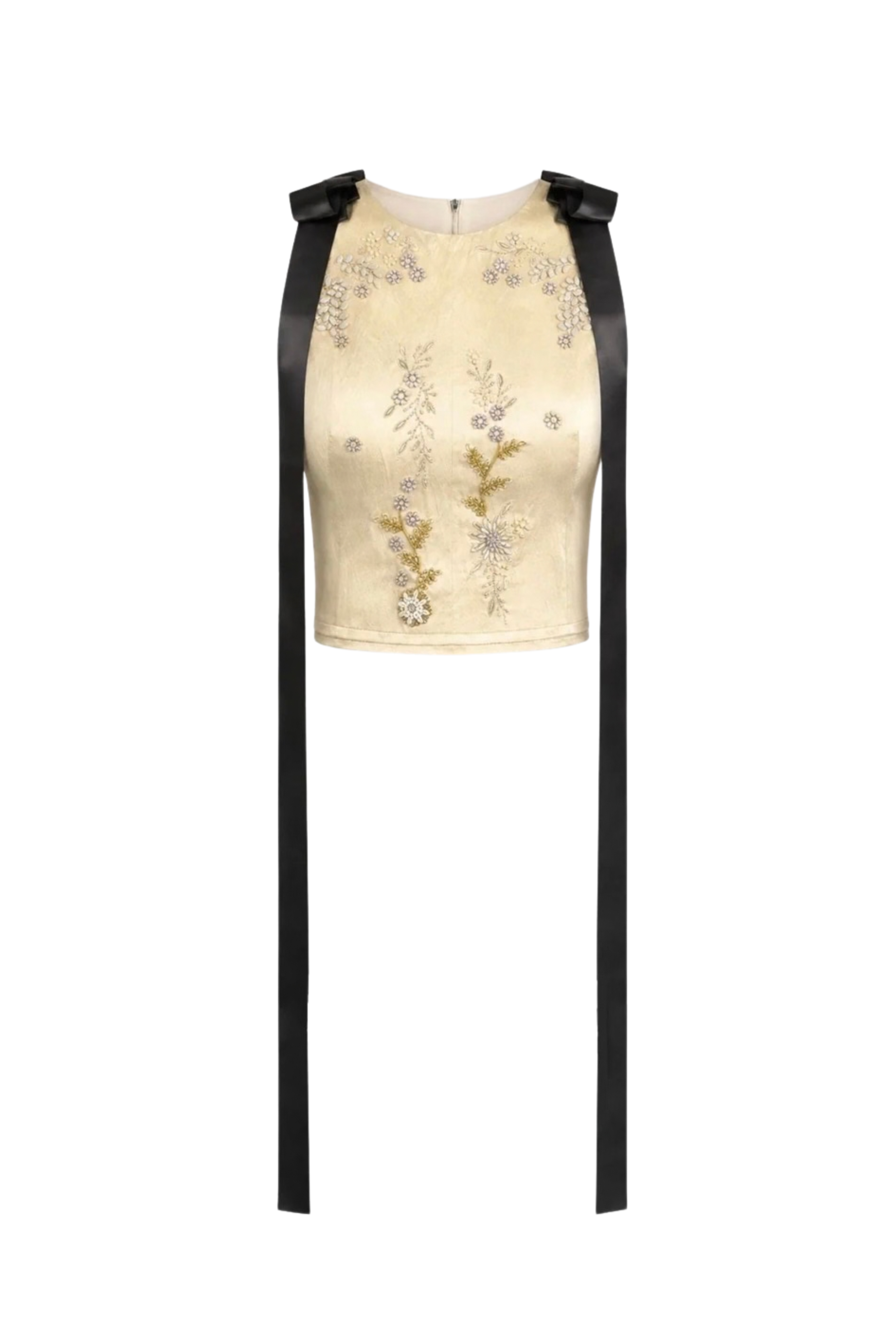 Erdem Textured Satin Sleeveless Top Chamomile