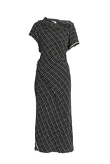 Erdem Tweed Asymmetric Midi Dress Black/White