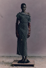 Erdem Tweed Asymmetric Midi Dress Black/White