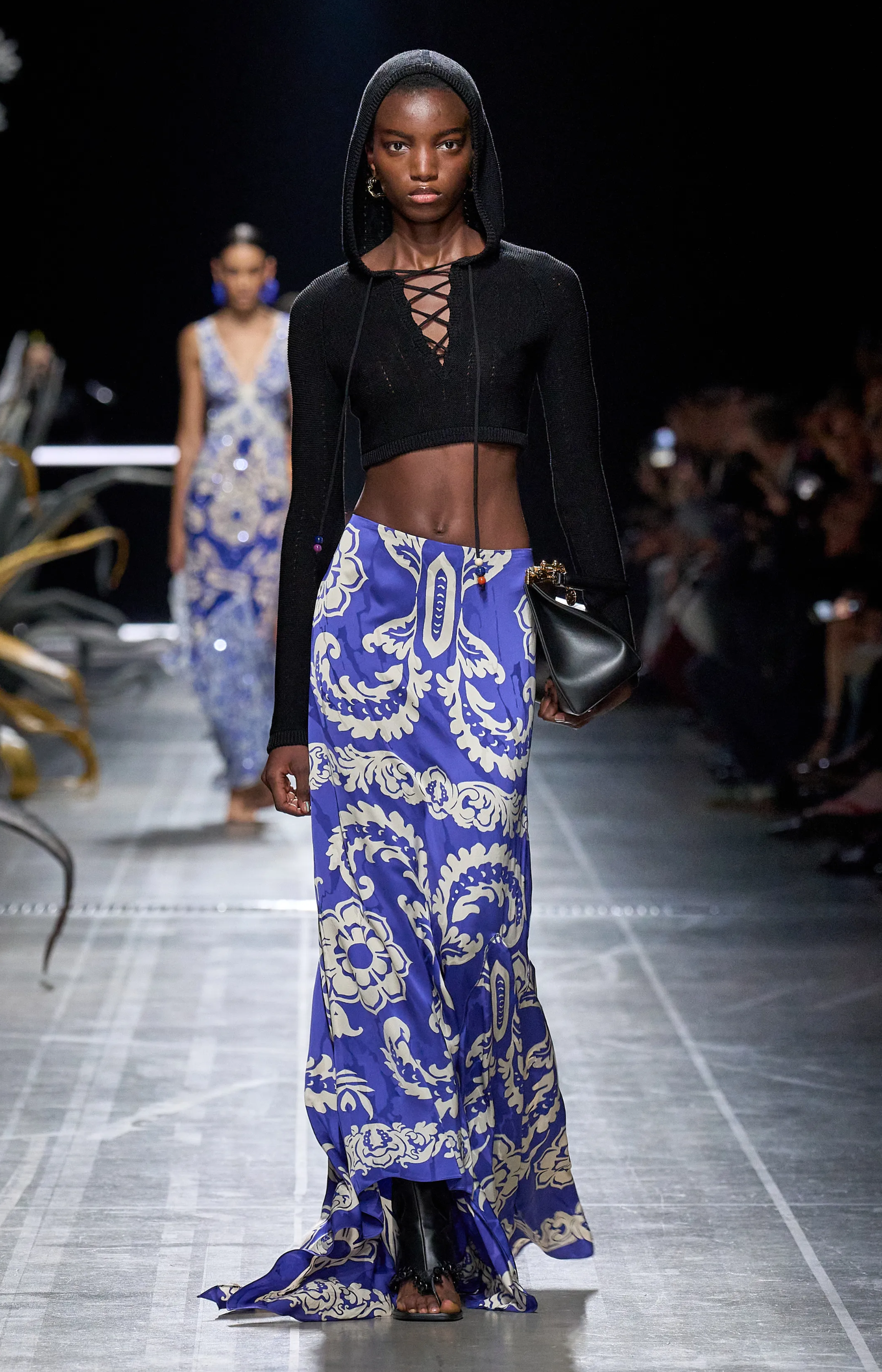 Etro Asymmetric Skirt With Stencil Floral Print