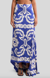 Etro Asymmetric Skirt With Stencil Floral Print