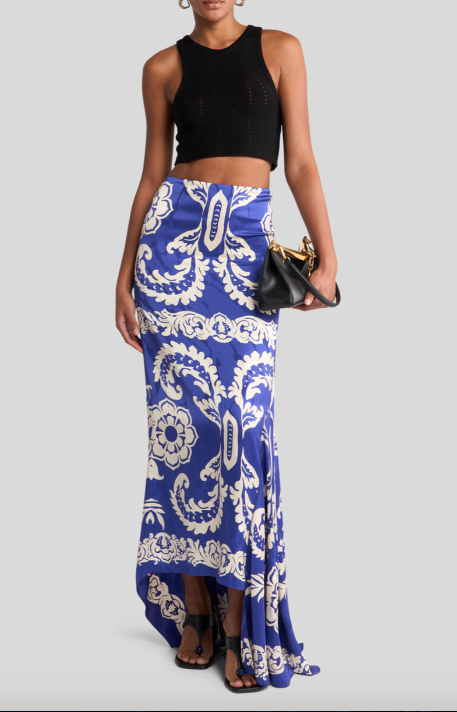 Etro Asymmetric Skirt With Stencil Floral Print