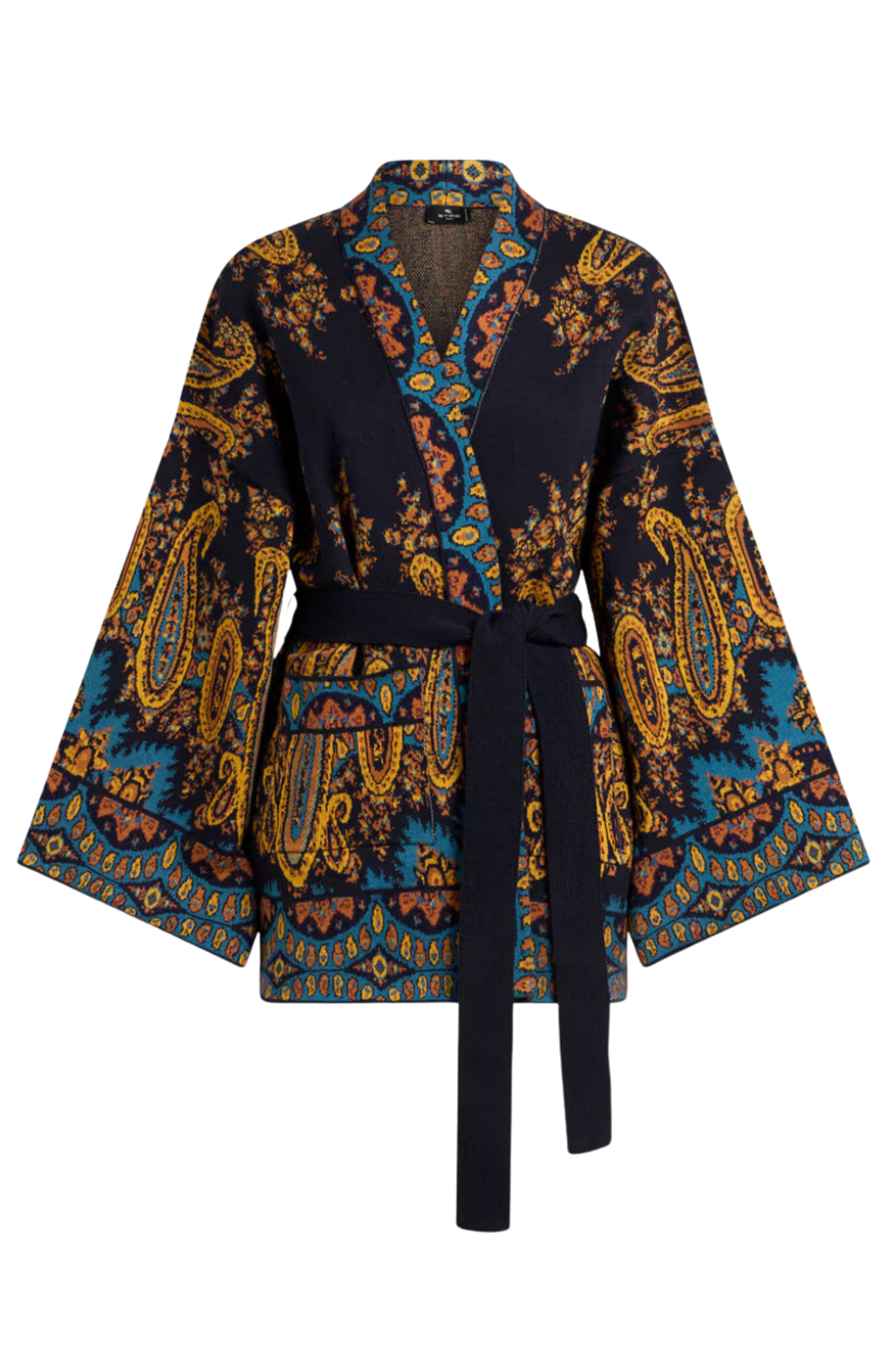 Etro Jacquard Kesa Robe with Belt Navy
