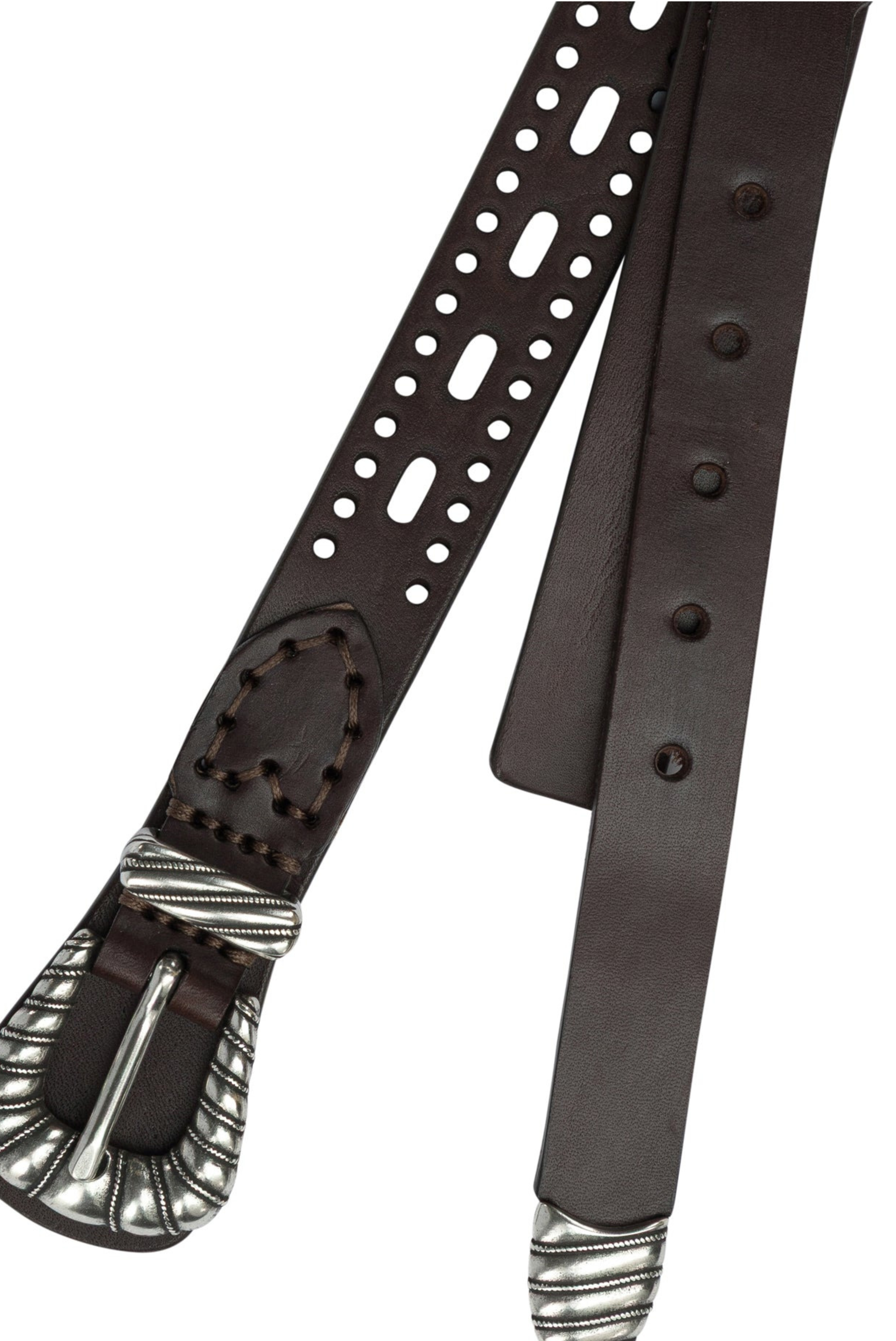 Etro Perforated Leather Belt Black