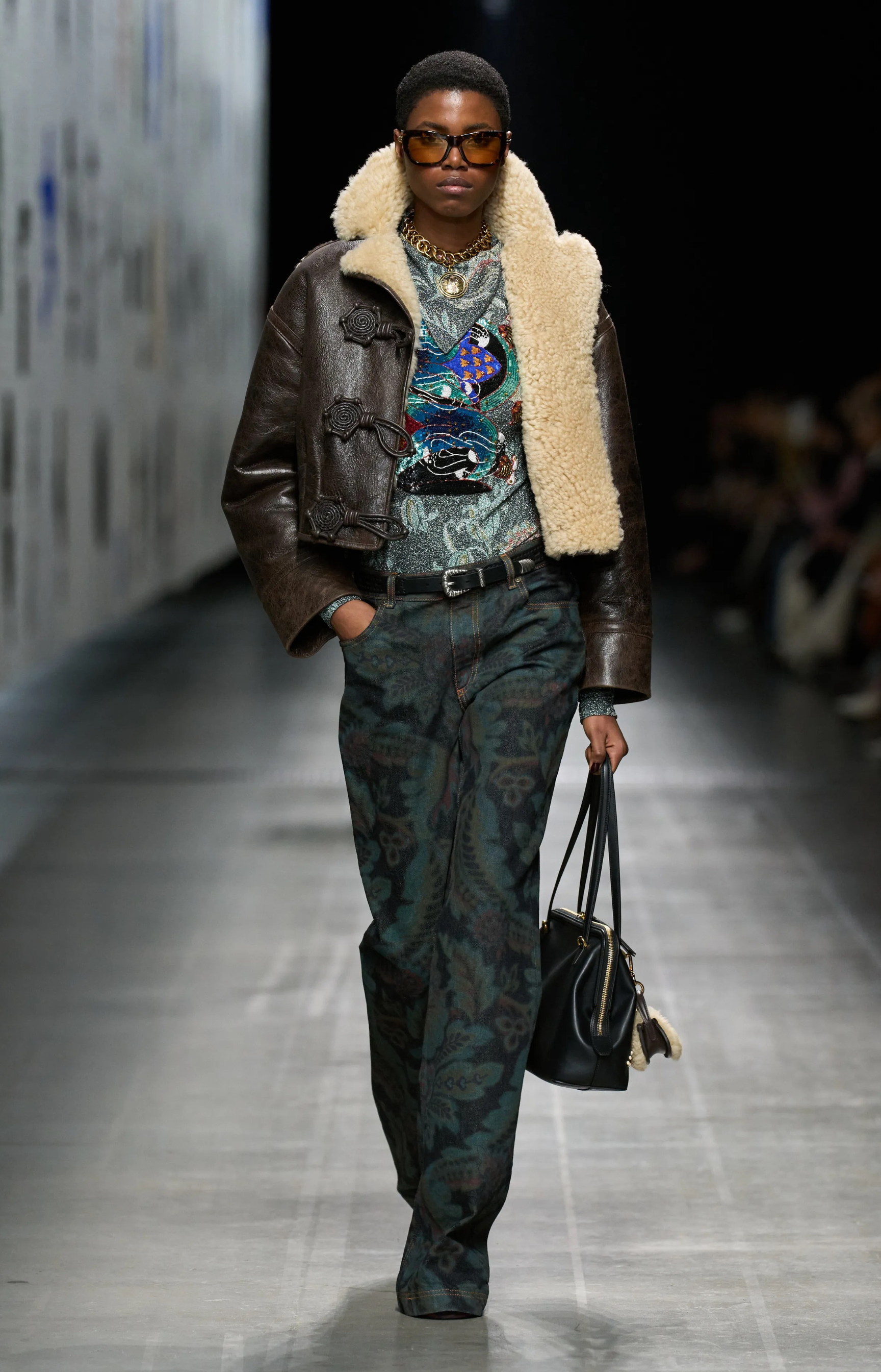 Etro Perforated Leather Belt Black 