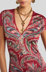 Etro Printed Crepe Jersey Long Dress