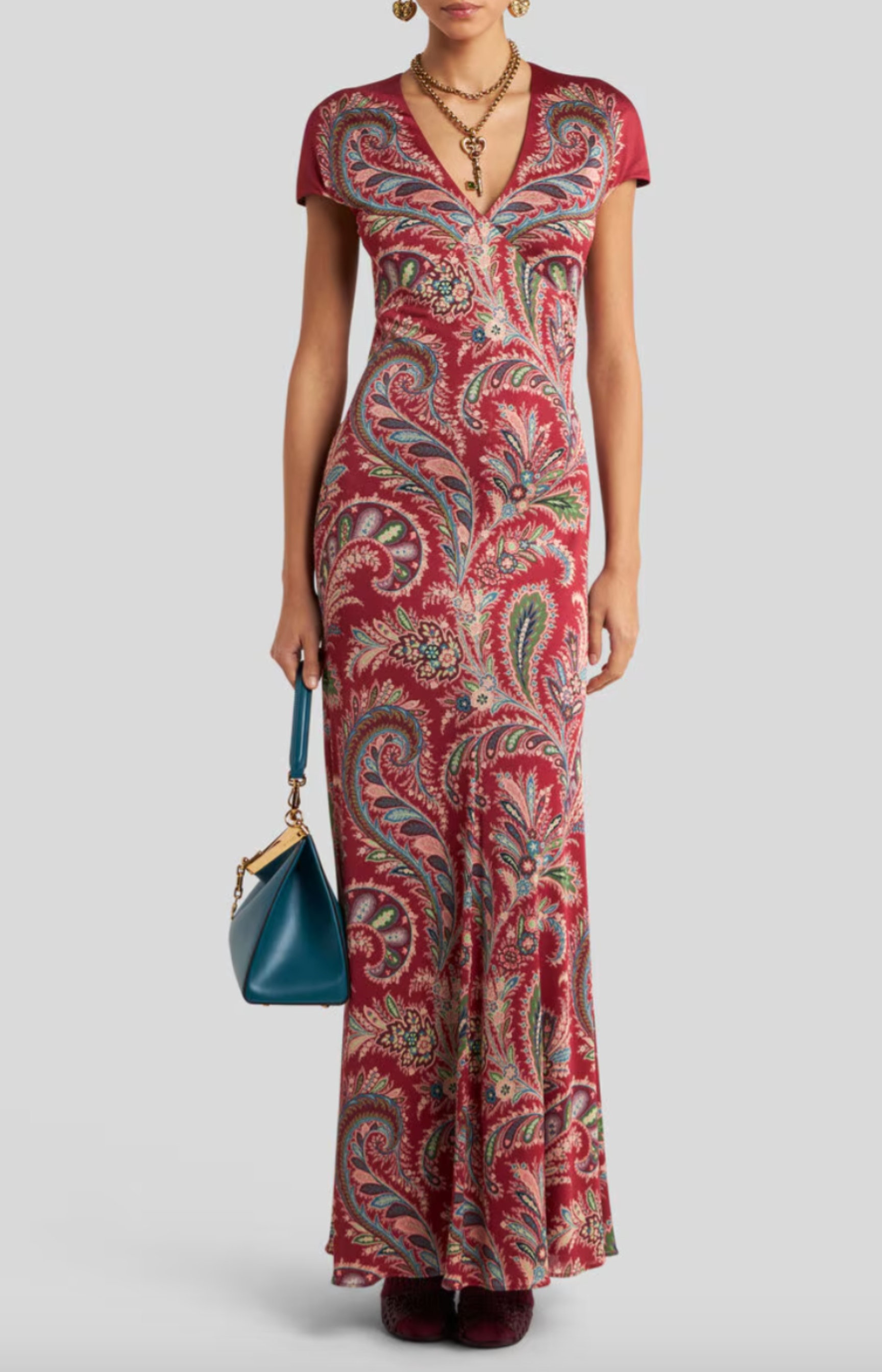 Etro Printed Crepe Jersey Long Dress