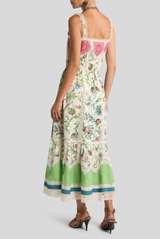 Etro Apron Midi Dress with Lace Inserts Print on White