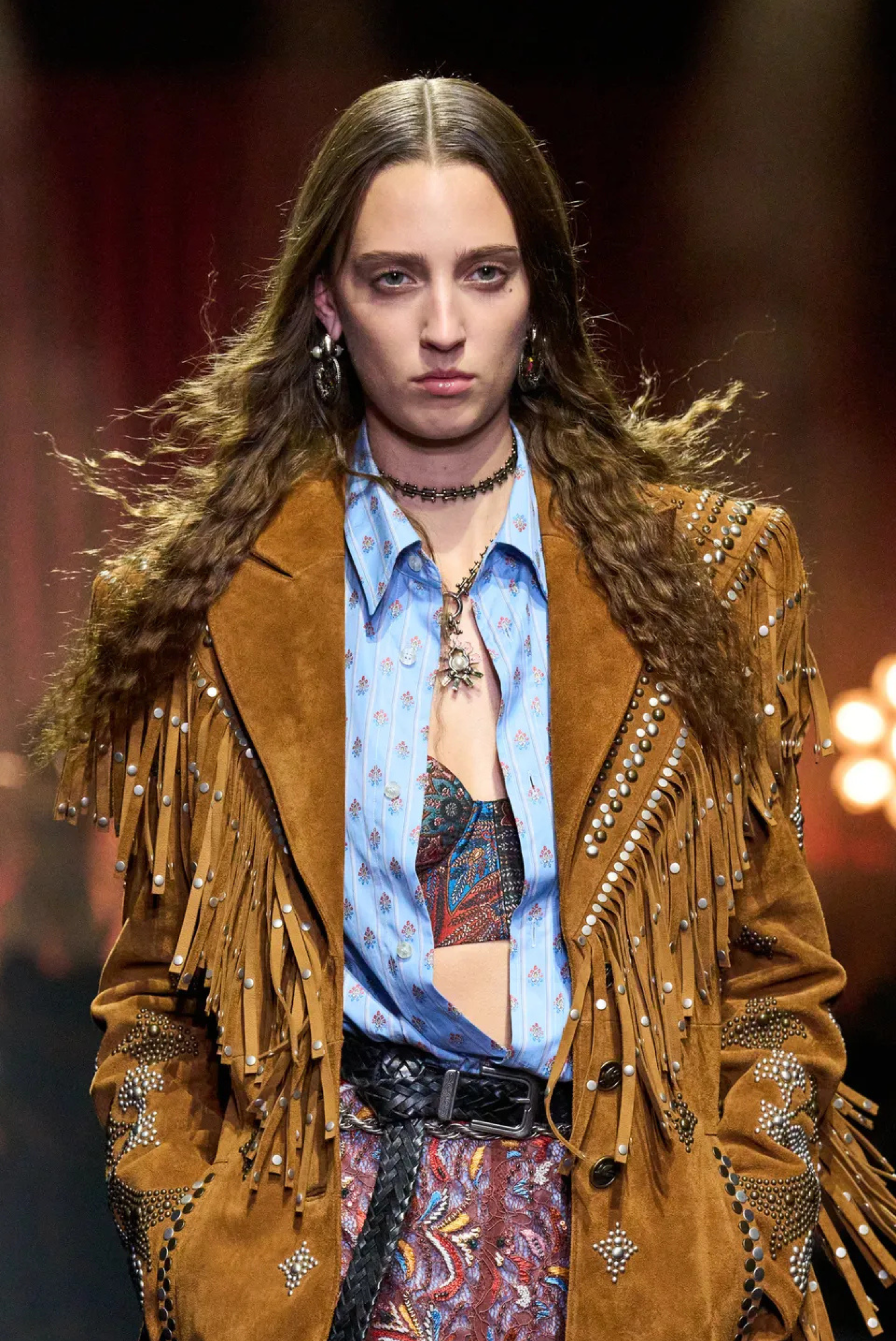 Etro Body Shirt with Pocket Multicolor on Green Base