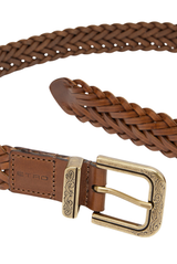 Etro Braided Leather Belt Camel