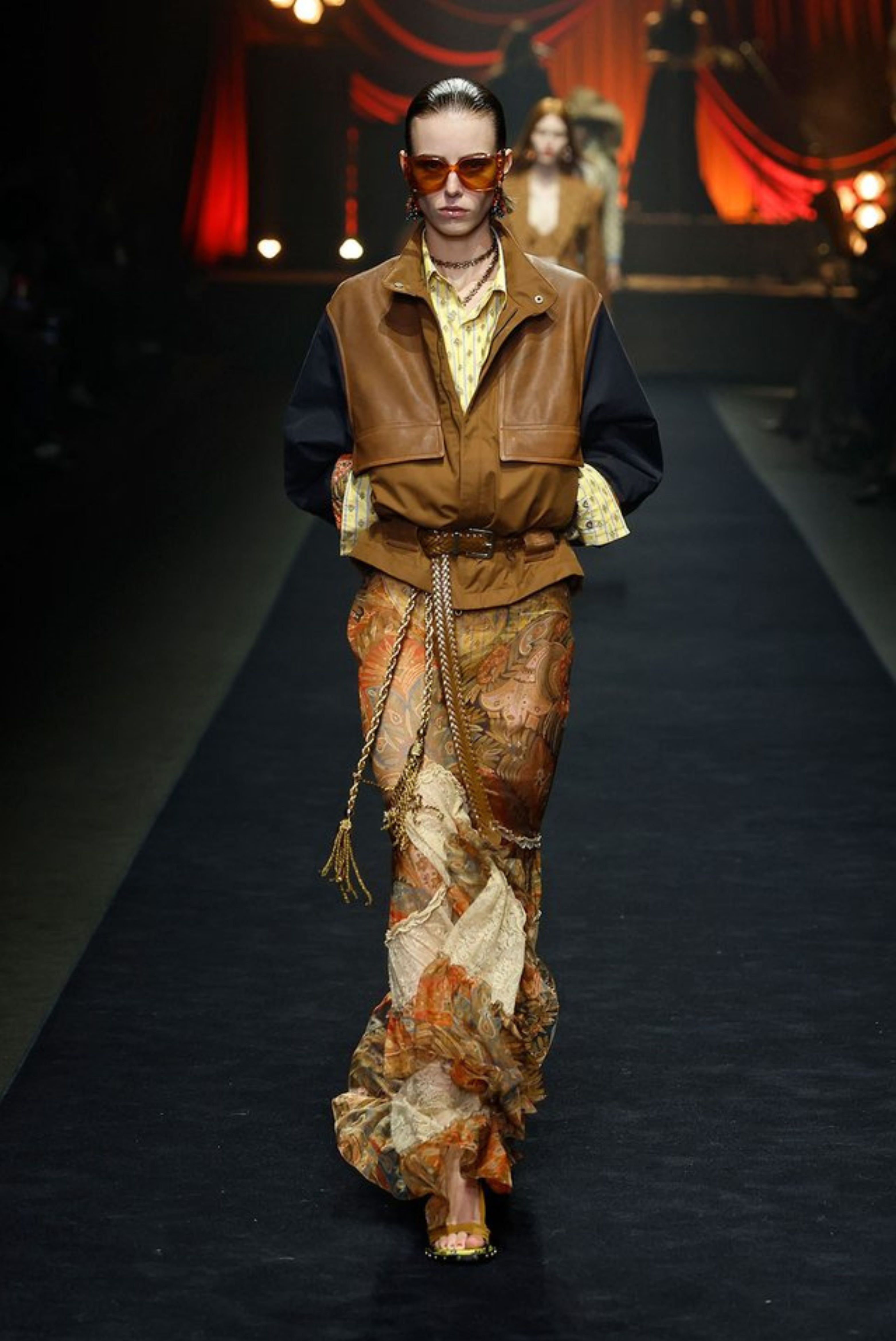 Etro Braided Leather Belt Camel