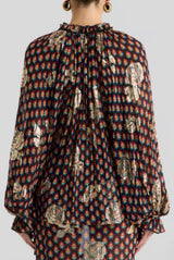 Etro Long Sleeve Silk Top Maroon