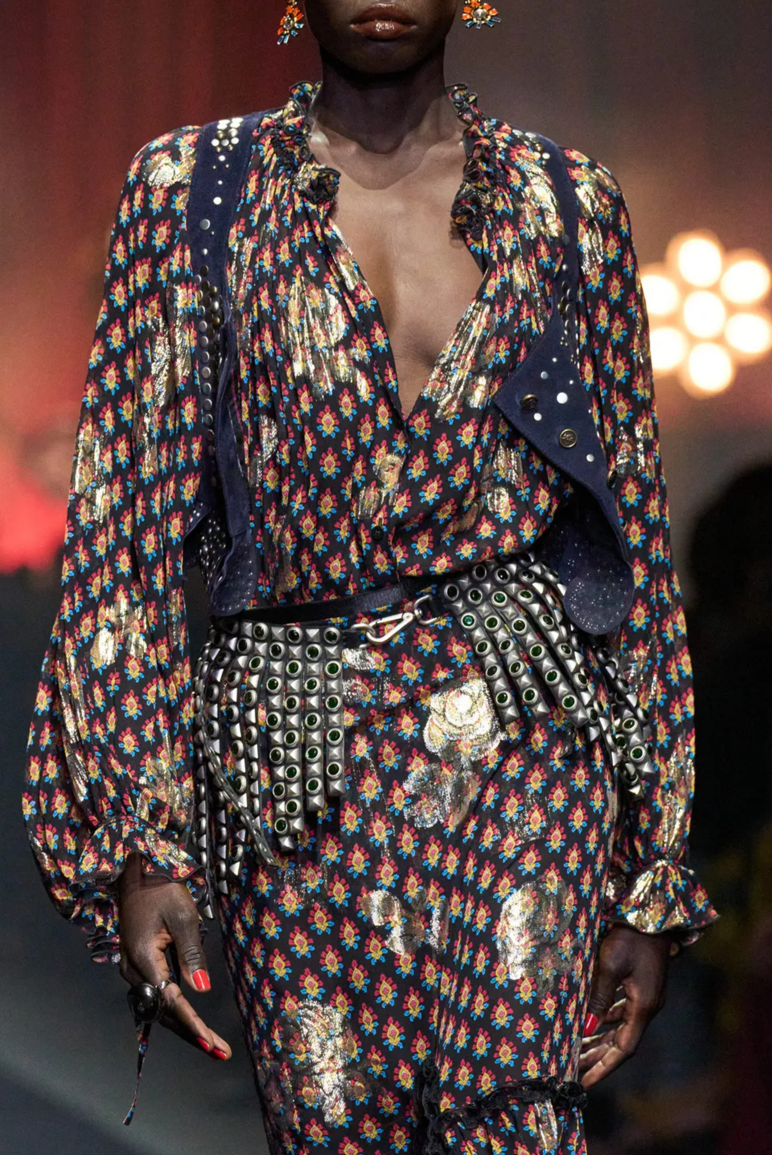 Etro Long Sleeve Silk Top Maroon