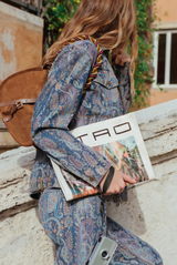 Etro Loose Fit Denim Jacket with Zipper Print on Blue 