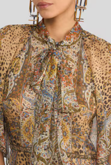 Etro Maxi Godet Dress with Scarf Dark Brown