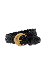 Etro Paisley Leather Belt Black