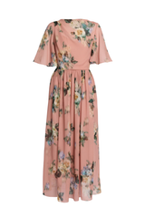 Floral Silk Voile Ankle Length Dress