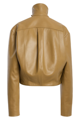 The Alexis Sculpted Leather Bomber Jacket Tobacco
