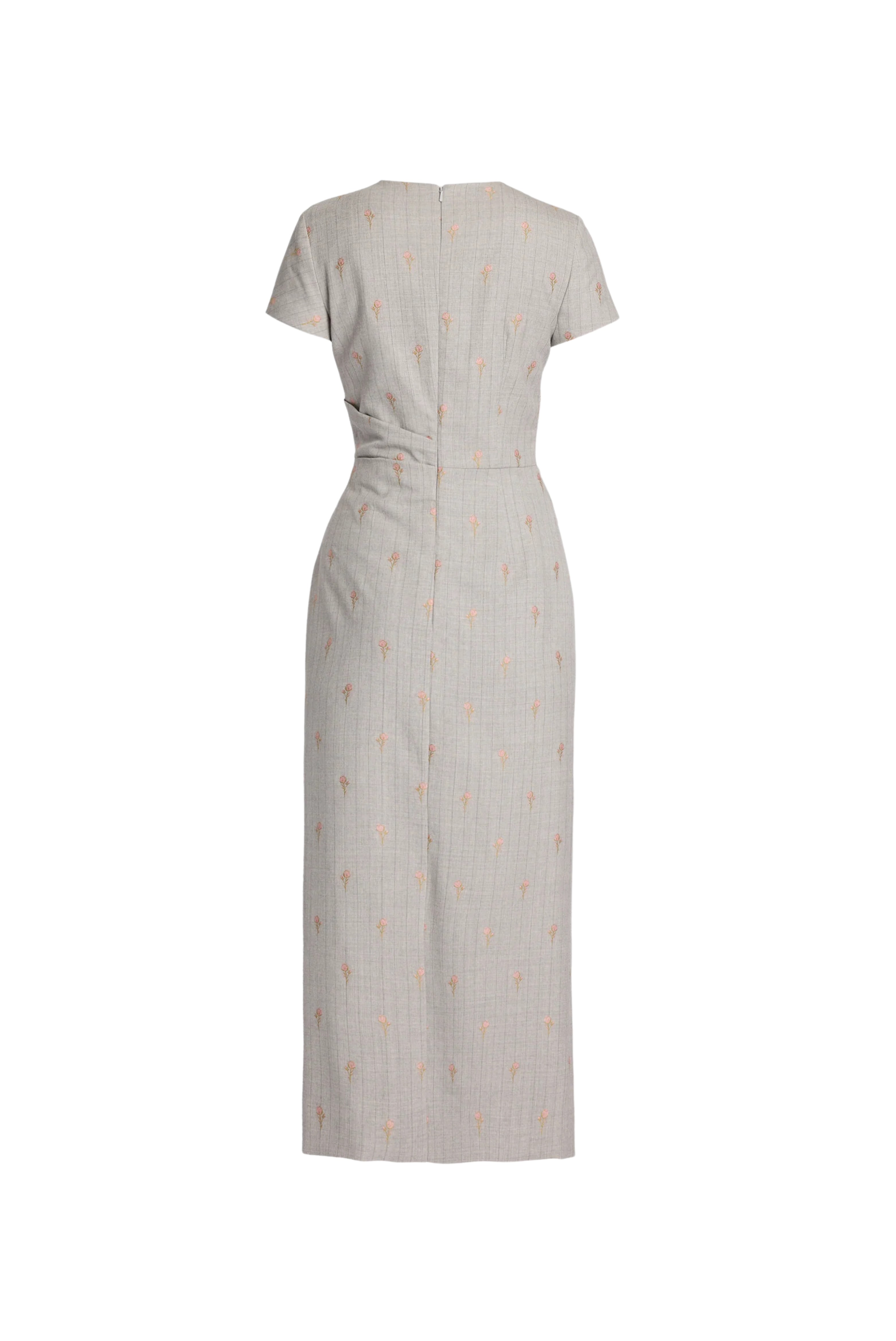 Pinstripe Tailoring Cap Sleeve Ankle Length Dress