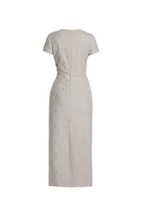 Pinstripe Tailoring Cap Sleeve Ankle Length Dress