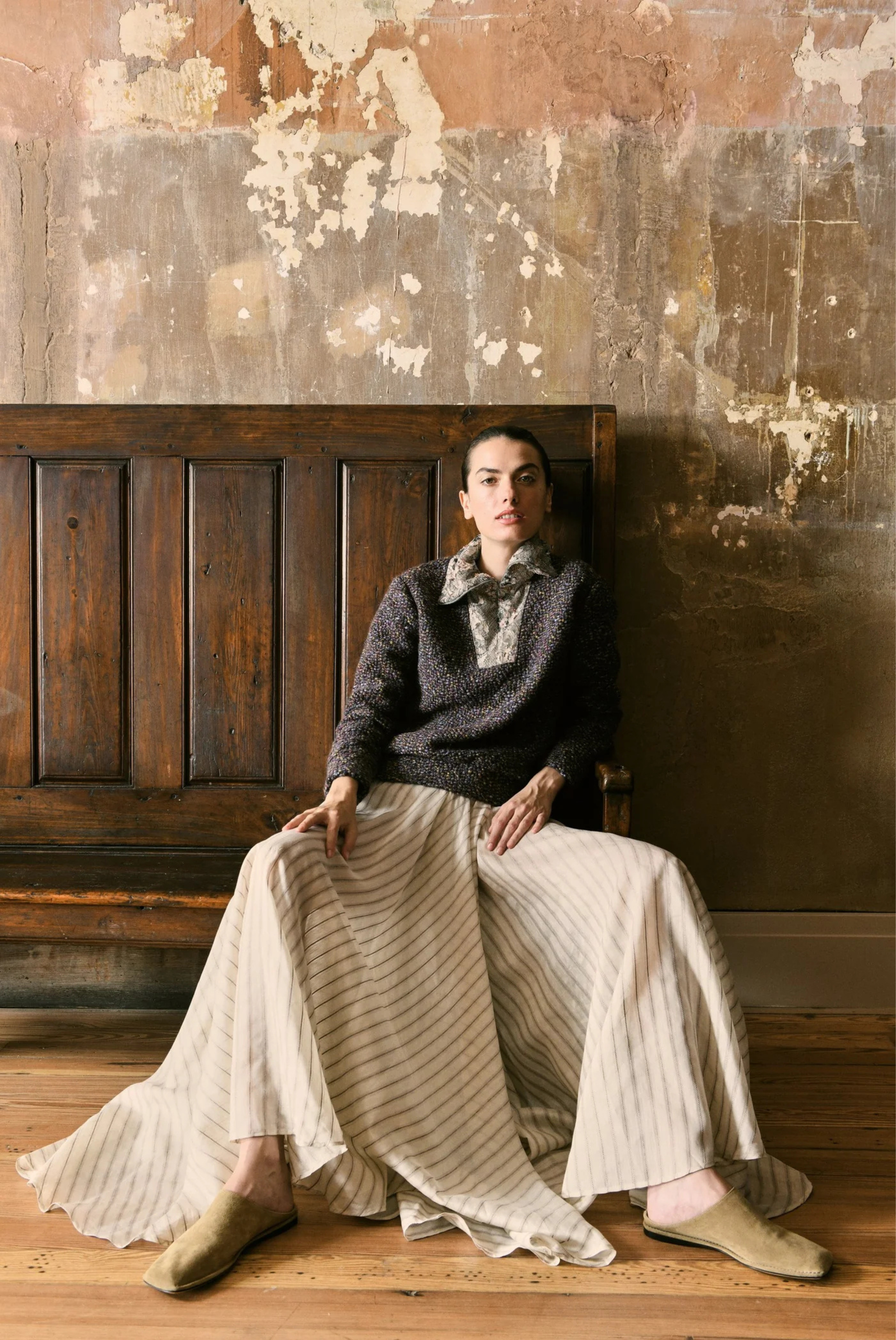 Tullia Full Circle Skirt Flax Stripe