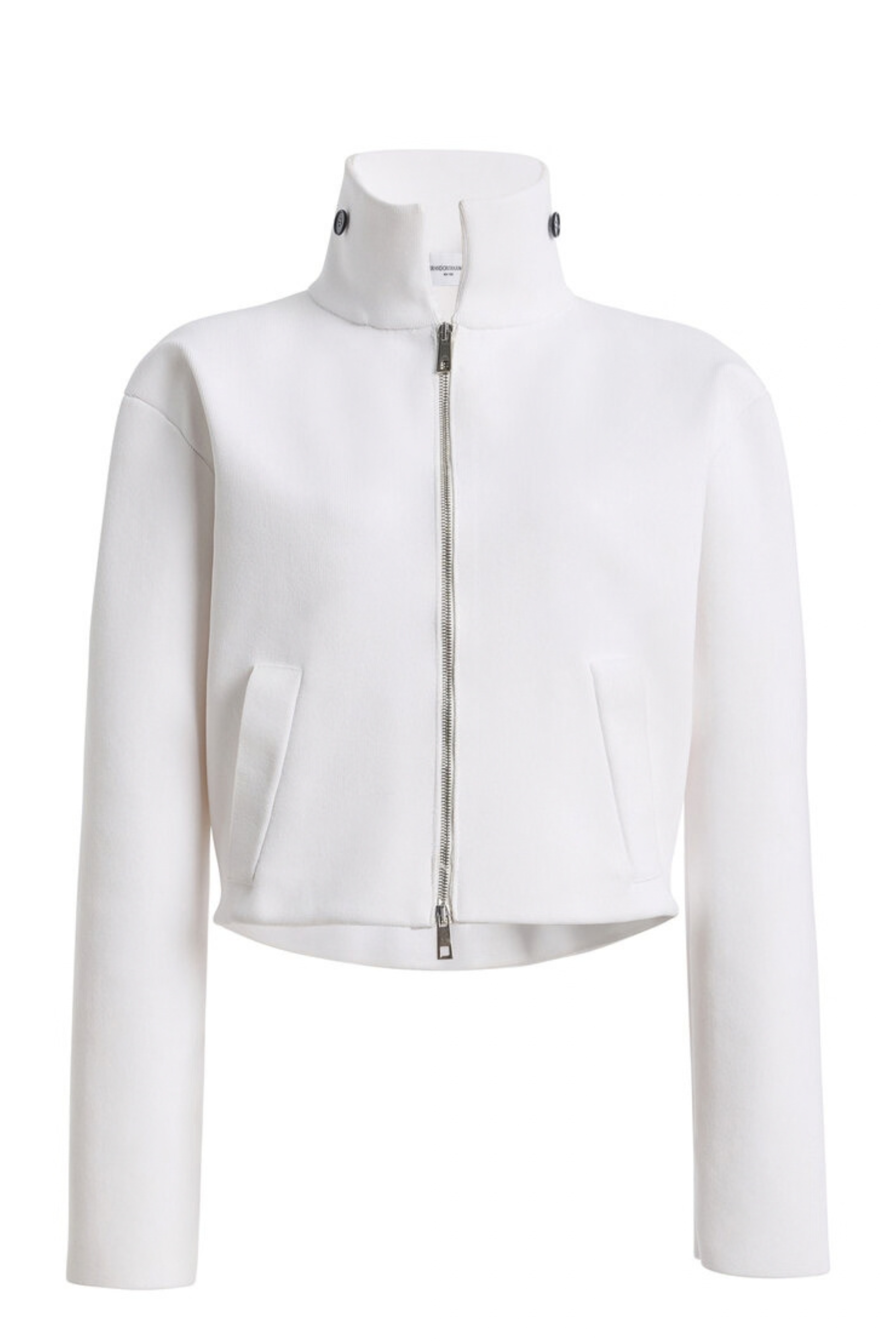 The Alexis Sculpted Knit Bomber Jacket White