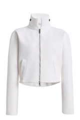 The Alexis Sculpted Knit Bomber Jacket White