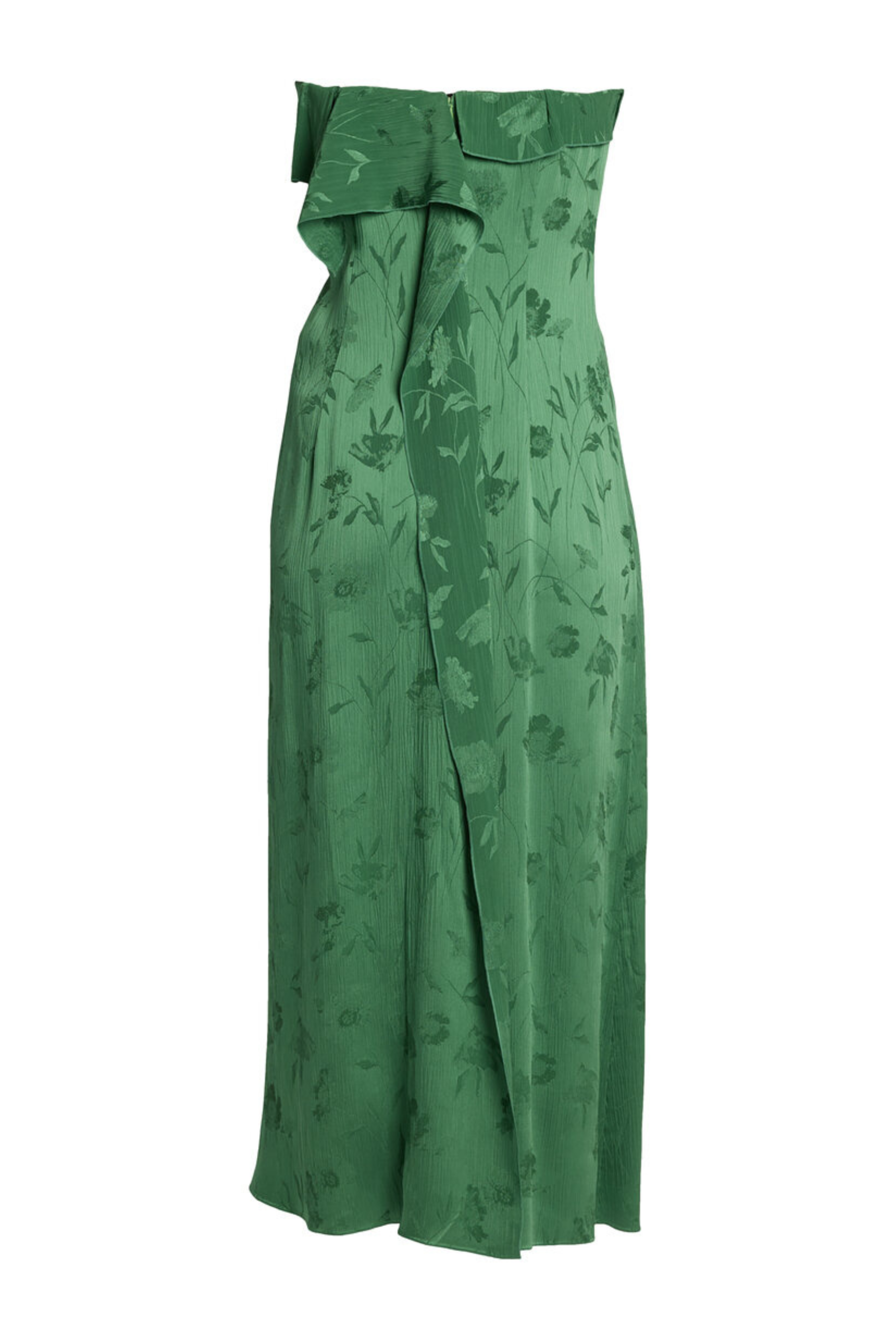 Floral Strapless Ankle Length Dress