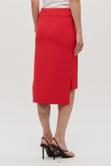 The Gigi Compact Viscose Knee Skirt Vermilion
