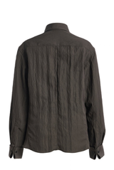 The Francesca Crinkled Button Up Shirt Dark Olive