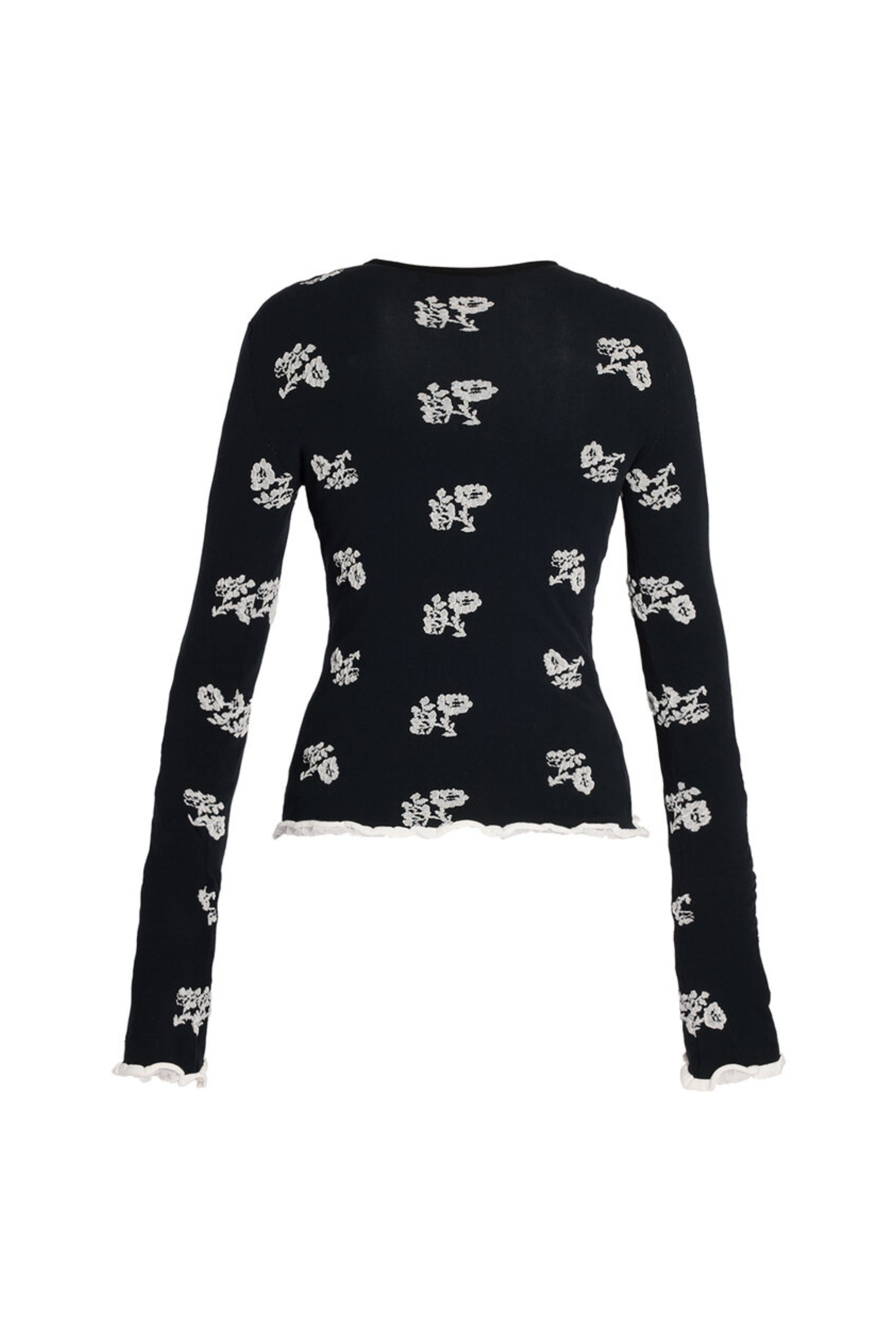 Floral Jacquard Knitted Long Sleeve Top