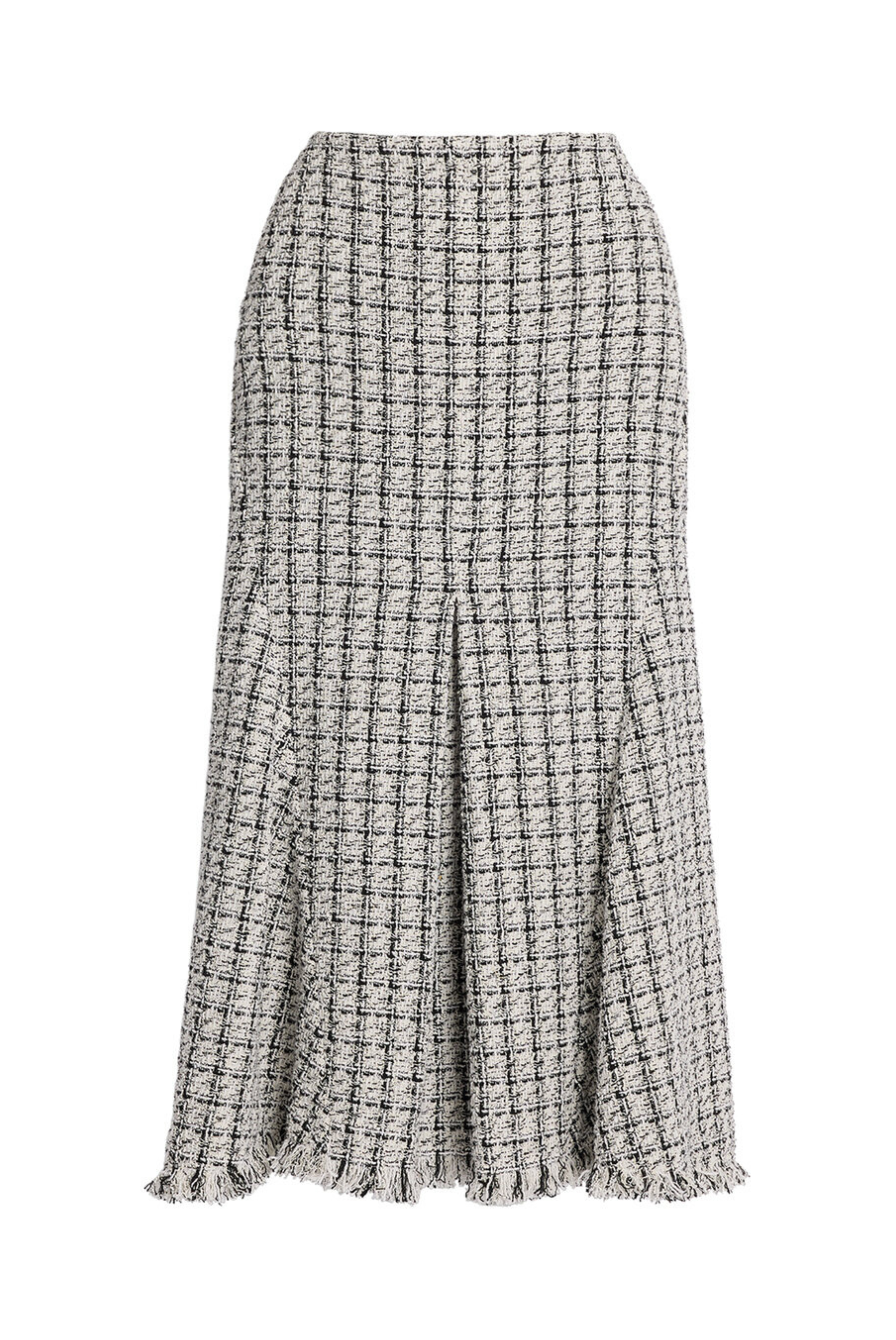 Checked Tweed Midi Skirt