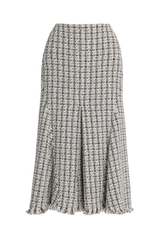 Checked Tweed Midi Skirt
