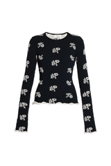 Floral Jacquard Knitted Long Sleeve Top