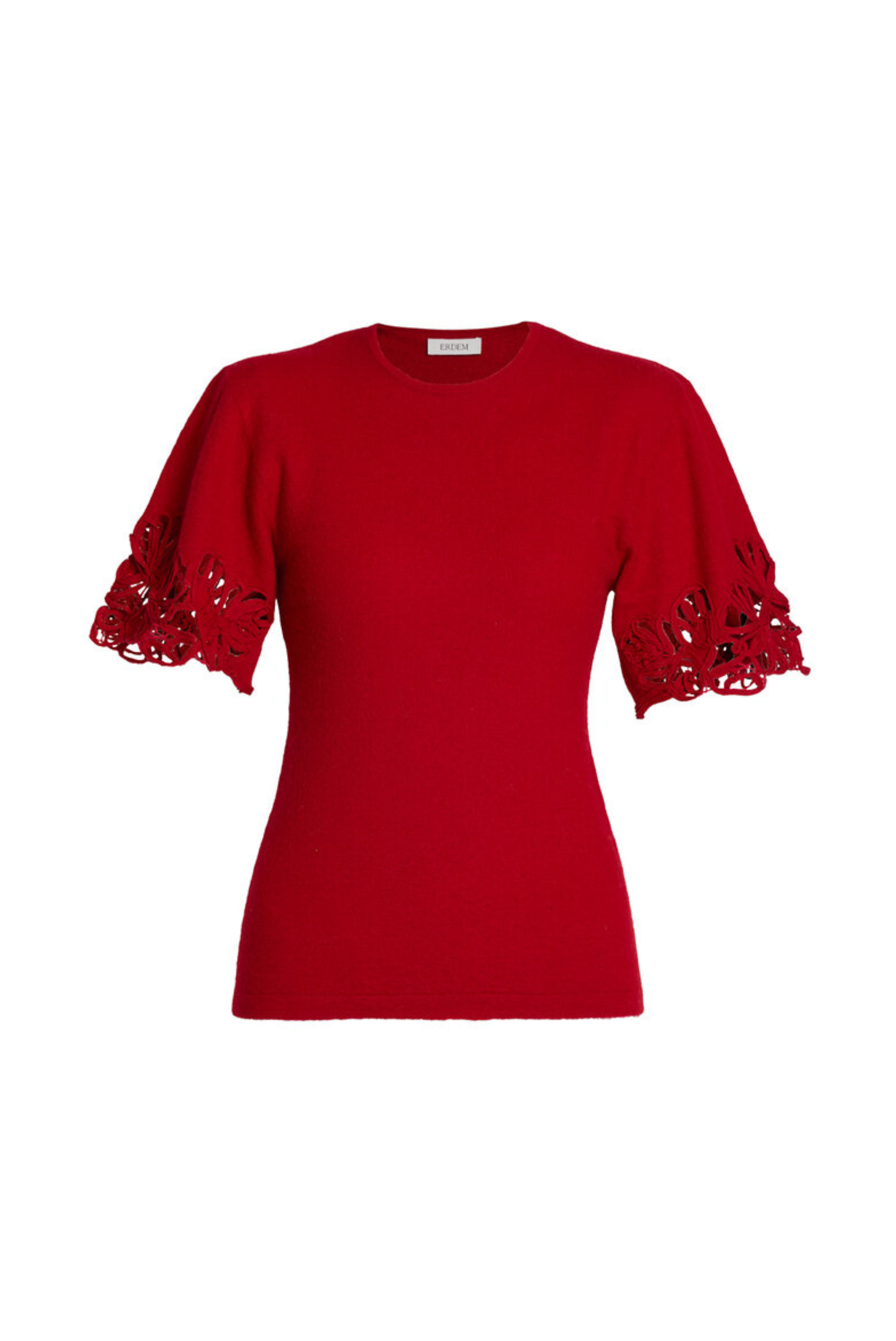 Cutout Knitted Short Sleeve Crew Neck Top