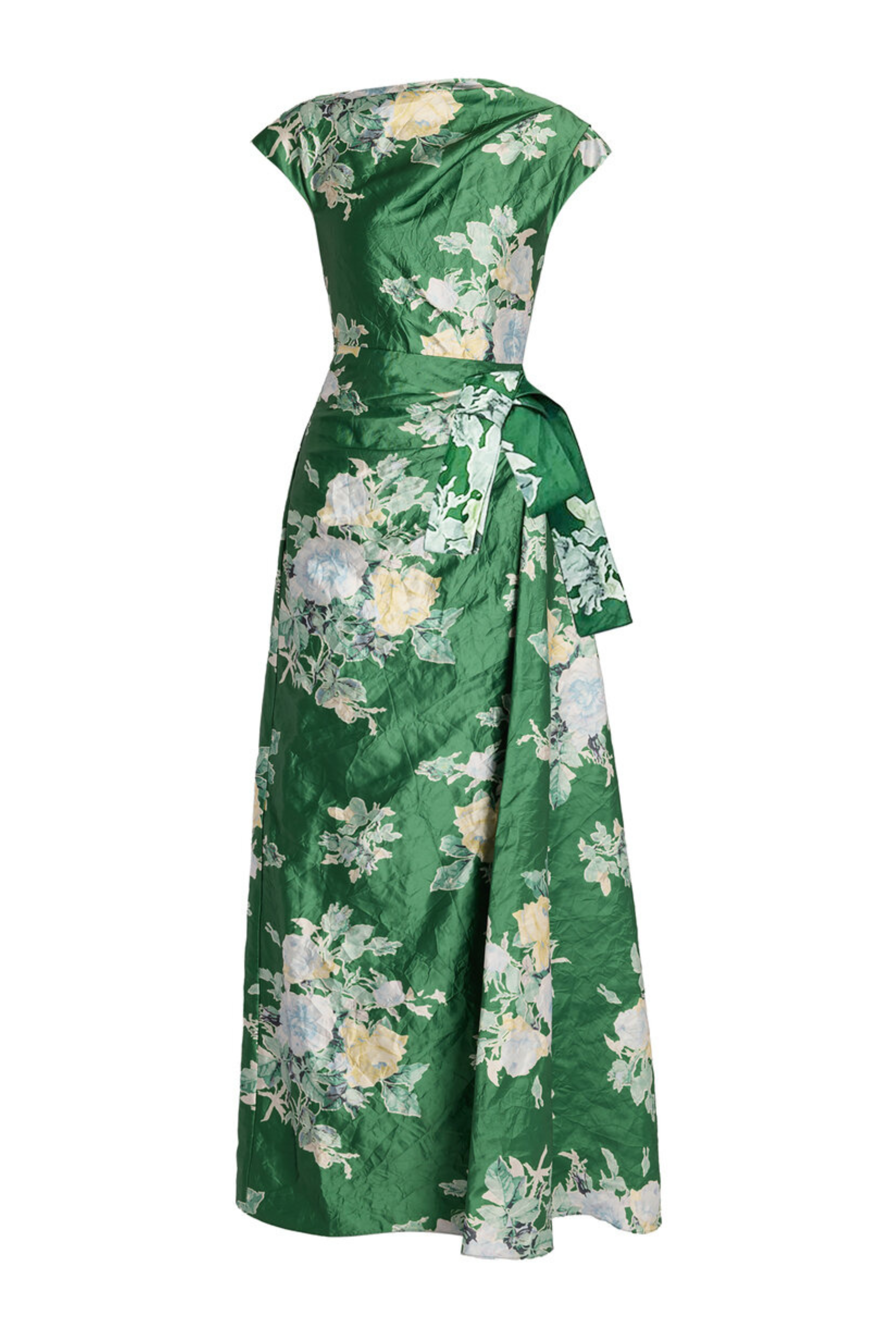 Floral Textured Asymmetric Gown
